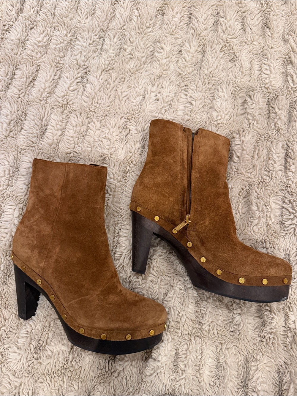 Veronica Beard Brown Suede Platform Heel Ankle Boots